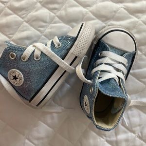Baby size 3 blue sparkly converses